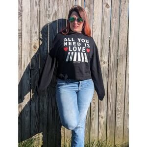 Lennon & McCartney "All You need is Love" Ladies' L Cropped Sweater